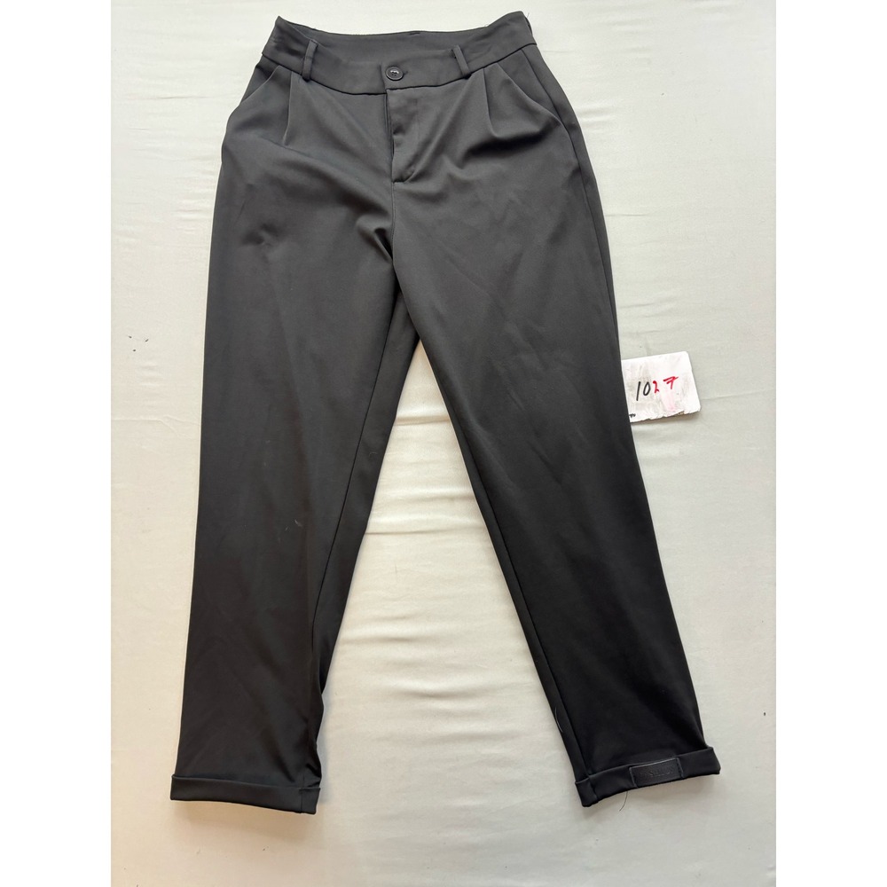 SHEIN Black High Waisted Tapered Dress Pants Pleated Cuffed Trousers Size S 4